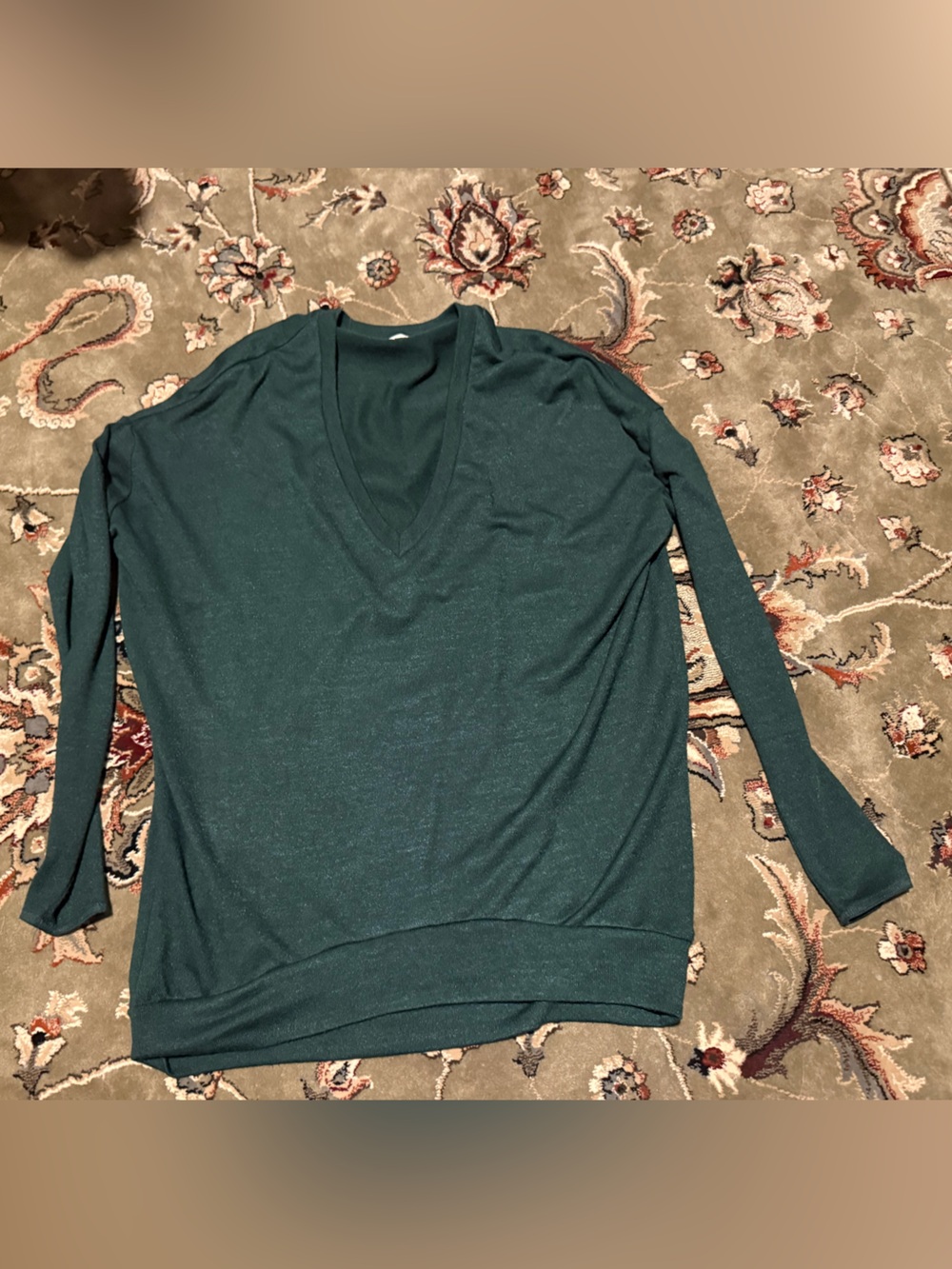 Womens Deep Green V-Neck Long Sleeve Top Wilfred